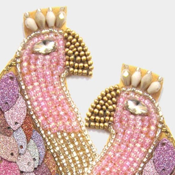 Peacock Multi Color Seed Bead Earrings NWT - Picture 3 of 6